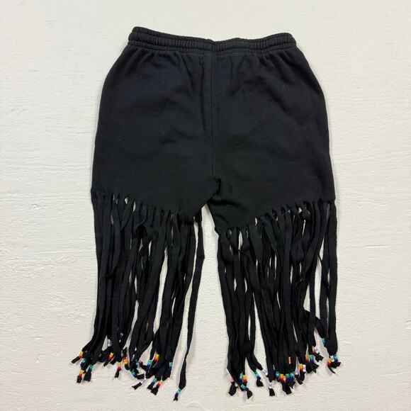 Upcycled Wild Fable Fringe Beaded Sweat Shorts Black, Size Small - Picture 9 of 9